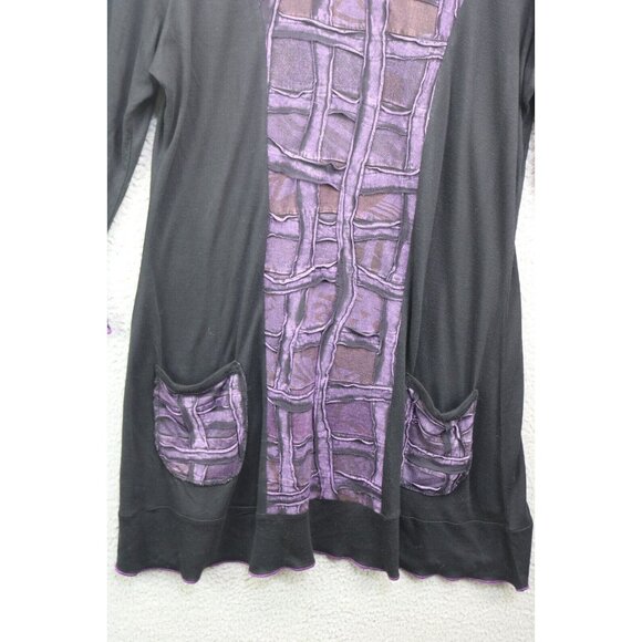 Parsley & Sage Purple and Black 3/4 Sleeve Dress-Size Large-BOHO-Whimsigoth - Picture 2 of 11